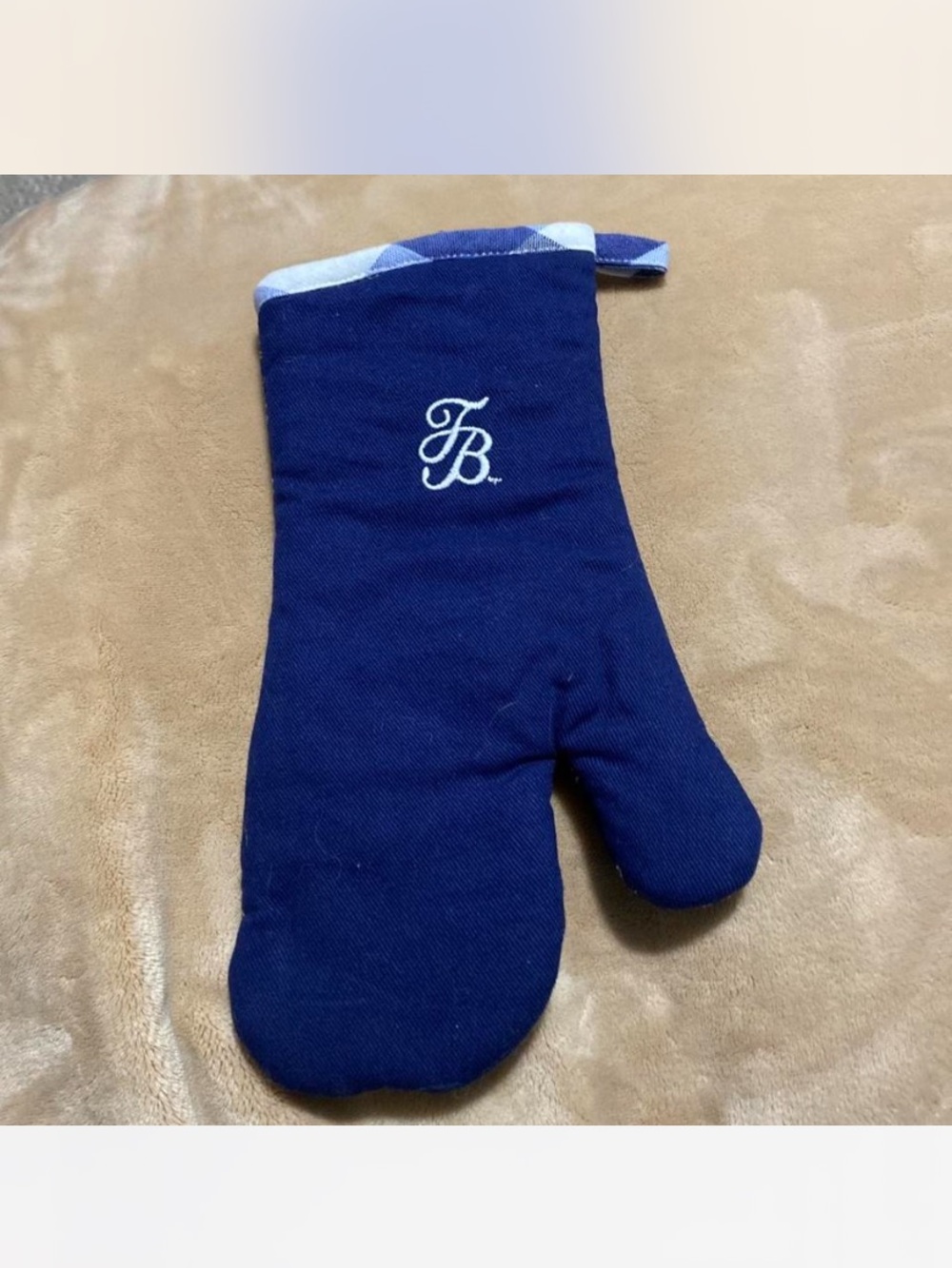Tommy Bahama Navy Oven Mitt with White Monogram Accent